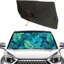 Socira Tropical Car Sun Shade Windshield Umbrella Palm Leaf Sunshade for Green Window Shades Windshield Sun Shade Umbrella Sun Visor Leaves Car Accessories Keeps Cool 57" x 30"