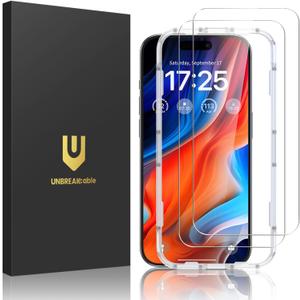 UNBREAKcable 2-Pack Screen Protector for iPhone 16 Pro Max, Double Shatterproof Tempered Glass [Easy Installation Frame] [9H Hardness] [99.99% HD Clear] [Case Friendly] for Apple 16 Pro Max 6.9 inch