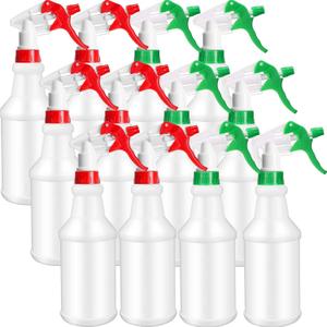 Eccliy 12 Pcs 16 Oz Plastic Spray Bottle, Adjustable Empty Reusable Sprayer for Cleaning, Planting, Water, Bathroom and Kitchen, BBQ, Commercial and Residential(Red, Green,Original)