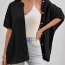 Saodimallsu Womens Oversized Cardigan Sweaters Short Sleeve Button Down Casual Lightweight Loose Knit Trendy Cardigans (Black)