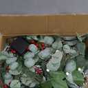 9FT Prelit Christmas Garland with Lights, Multi-Color Lights/Battery Operated/Timer, Lighted Artificial Eucalyptus Christmas Garland for Mantle Table Stairs Railing Xmas Indoor Outdoor Decorations