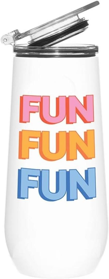Slant Collections Stainless Steel Champagne Drink Tumbler, 12-Ounce, Fun Fun Fun