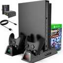 Cooling Stand for Xbox One/One S/One X, CTPOWER Vertical Charging Station with 2 Pack 600mAh Batteries, Games Storage, Dual Controller Charging Station