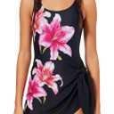 Girl Swimsuit One Piece Swim Dress Adjustable Straps Bathing Suit with Bottom, Size L