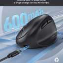 TECKNET Ergonomic Mouse, Bluetooth Wireless Vertical Mouse, Rechargeable Battery, Quiet Clicks, 4800 DPI Adjustable, BT5.0/3.0 & 2.4G Connect, Easy to use, Wide Compatibility - Black