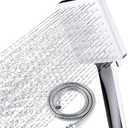 Newentor® Handheld High Pressure 6 Spray Modes/Settings Detachable Chrome Finish Square Shower Head with Stainless Steel Hose and Multi-Angle Adjustable Shower Stand