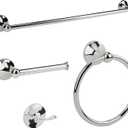 4 Piece Chrome Bathroom Hardware Accessories Set,Towel bar Set 23.6 Inch Towel Bar Set,Towel Rack Set,Bathroom Towel Holder Set