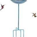 Metal Bird Bath for Outdoors, 29H Vintage Birdbaths for Outside, Bird Feeder Bowl Heavy Duty with 4 Prongs Base for Garden Yard, Blue