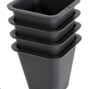 Set of 4 Pure Garden Plastic Flower Pots, 6" x 6", Black .