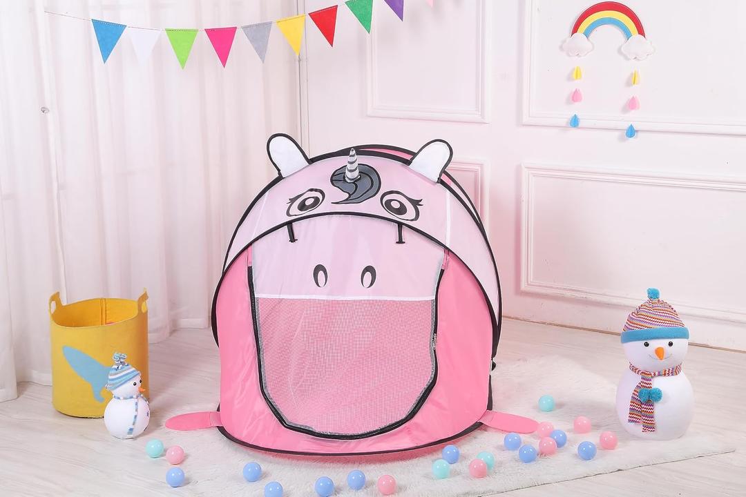Kids Play Tents Collapsible Tent for Boys Girls Gift - Large Foldable Playhouse Indoor/Outdoor Fun - Pop up Tent Toys for Age 1 and up Child Birthdays Presents (Pink Unicorn)