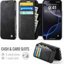 for iPhone 16 Pro Case Wallet Compatible with Magsafe, Slim PU Leather Flip RFID Blocking Card Holder Stand Shockproof Magnetic Women Men Wallet Phone Case Cover for iPhone 16 Pro, Black