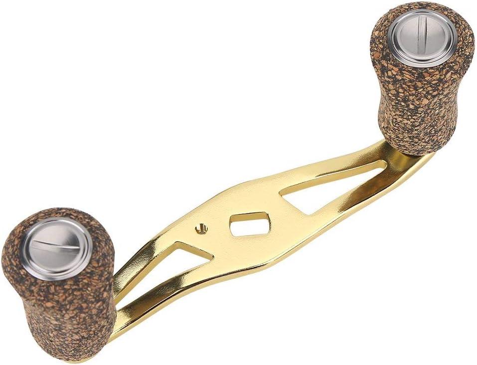 Fishing Reel Handle Baitcasting Fishing Reel Rocker Wood Knob Carbon Fiber Frame Fishing Tackle Tools with Fittings Replacement Parts (Gold) baitcaster Reel knobs