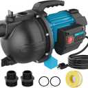 1.6HP Shallow Well Garden Pump, Water Transfer Pump, Home Lawn Draining Irrigation, Pressure Booster, Sprinkler, Jet, 1200GPH 115V Portable Cast Iron
