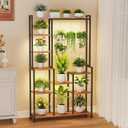 C2 Plant Stand Indoor with Grow Lights, Indoor Tiered Metal Plant Stand 70.87" Tall Plant Shelf with Hooks for Hanging, Plant Holder Display Shelves for Patio, Garden, Outdoor
