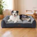 Bedsure XL Orthopedic Dog Beds Large Sized Dog - Extra Thick Supportive Dogs Couch with Waterproof Washable Cover, Extra Large Comfort Pet Bed Sofa with Soft Plush Sherpa and Nonskid Bottom, Grey, 42"