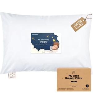 KeaBabies Youth Pillow with Pillowcase, 16x22 - Soft Organic Cotton Kids Pillows for Sleeping - Machine Washable, Perfect for Travel, School, Toddler Bed Set Age 4-10 (Soft White)