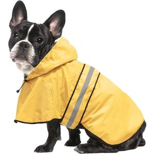Raincoat Dogs - Waterproof Adjustable Pet Rain Coat Jacket, Lightweight Dog Hooded Rain Slicker Poncho with Reflective Strip for Small Puppies (Yellow, Small)