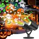 Halloween Projector Lights Outdoor Lurious Double Head Light Projector with Timer Waterproof Dynamic Devil Face Ghost Projector Halloween Pumpkins Outdoor for Patio Home Window Wall Decor