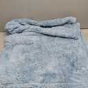 PAVILIA Blue Sherpa Throw Blanket for Couch, Warm Plush Pom Pom Blanket Throw, Dusty Blue Fuzzy Sofa Throw, Lightweight Soft Cozy Fluffy Blanket with Pom Poms, Light Blue, 50x60