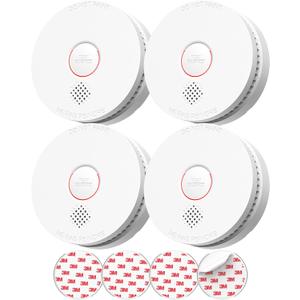 SITERLINK Smoke Detectors,UL217-9th Listed Smoke Alarms with Replaceable Battery,Photoelectric Sensor Smoke Detector with Test-Silence Button,Fire Detectors for Home,House,GS509A 4-Pack