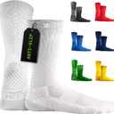 LUX Sports Thin Grip Socks for Cleat Sports - Moisture-Wicking Anti Slip Socks for Men & Women - Soccer, Football, Baseball (One Size, White)