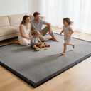 Baby Play Mat for Floor, 1.3 Inch Thick Memory Foam Tummy Time Mat with Non Slip Backing, Soft Coral Velvet 59X71 Inch Playpen Mat Crawling Tatami for Infants Toddlers Kids, Dark Gray