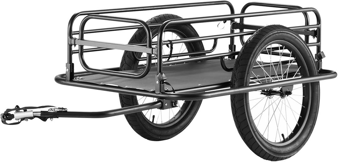 VEVOR Bike Cargo Trailer, 275 lbs Load Capacity, Foldable Compact Storage & Quick Release with Universal Hitch, 20" Wheels, Fits Most Bike Wheels, Carbon Steel Frame, Heavy-Duty Bicycle Wagon Cart
