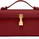 Clutch Purses for Women - Small Evening Bag - Trendy Top Handle Purse - Adjustable Crossbody Handbag PU Leather - Dark Red