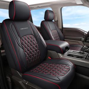 Huidasource Dodge Ram 1500 Front Seat Covers, Full Coverage Truck Seat Cover Fit for 2009-2018 ram 1500, 2010-2025 ram 2500/3500 Crew/Mega Cab, 2019-2025 ram 1500 Classic Only(Flat Front/Black & Red)