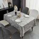 Pioggia Vinyl Tablecloth with Flannel Backing - Waterproof, Oil-Proof, Easy to Clean -Plastic Table Cloth - Perfect for Dining Tables, Kitchen Tables, Parties (Grey Leaves, 5454 Inch Square)