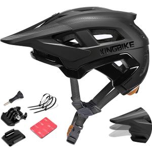 KINGBIKE Mountain Bike Helmet MTB Ebike Helmets for Adults Men Women Professional Trail Enduro XC Cross Country NTA-8776 E-Bike Certified (Matte Black, L)