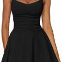 Kaximil Women's Sexy Square Neck Sleeveless Mini Dress Ruched Ruffle Hem Corset Party Dresses, Large