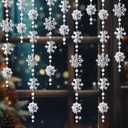 6 Pack 39ft Winter 3D Felt Wonderland Snowflake Garland Each 6.5ft Felt Snowflake and Hanging Cotton Ball Decorations with 6 Hooks, Reusable Wonderland Decor for Christmas Party