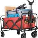 Wagons Carts Foldable,Collapsible Folding Outdoor Utility Wagon for Outdoor,Sports,Garden,Camping,and Shopping,Heavy Duty,Large Capacity(Red).