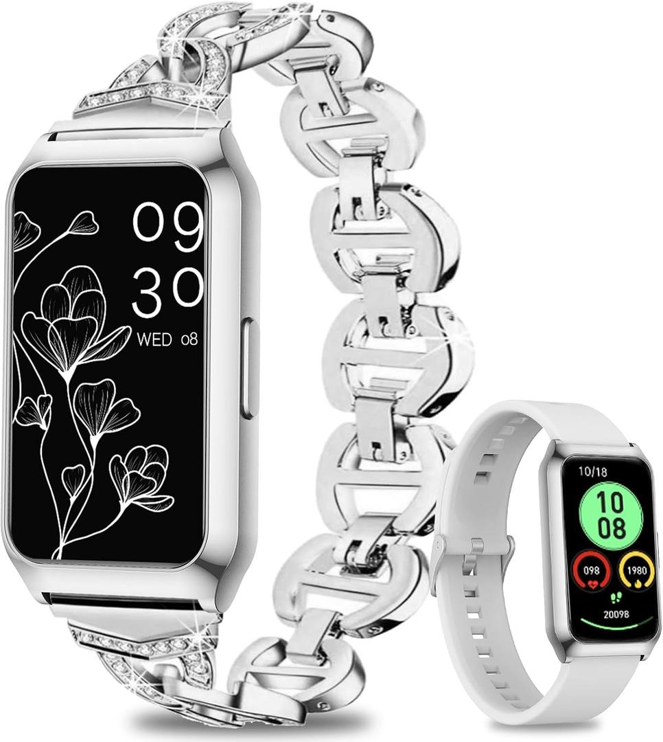 Smart Watch,Fitness Tracker Watch 7 Day+ Battery with Heart Rate/Step Counter/Calories/spO2/Sleep Monitor,IP68 Fitness Smart Watches for Women Android&iOS Silver