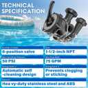 SP0710XR50 Pro-Series Backwash Valve Coupling Fit for Hayward DE Filters Pro-Series, Multiport Backwash Valve Coupling with 1-1/2-inch NPT Ports