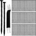 65 Pcs Landscape Edging Stakes, 8 Inch Plastic Anchoring Spikes, Spiral Nails for Garden and Paver Barrier, Removal Tool Included