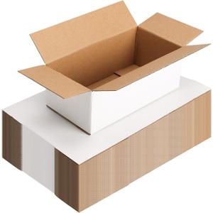 EXYGLO 40 Pack 8x4x3 Shipping Boxes for Small Business, White Corrugated Cardboard Box for Packaging, Moving, Mailing, and Storing