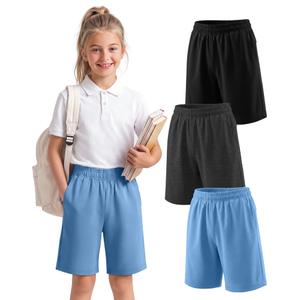JoyMotion 3 Pack Girls' School Uniform Sweat Shorts, 13-14 Years, 3-Color