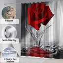 4Pcs Red Rose Shower Curtain Sets, Mother's Day Romantic Water Red Rose Bathroom Sets with Shower Curtain and Rugs Toilet Lid Cover Bath Mat, Waterproof Fabric Rose Gift Shower Curtains with Hooks