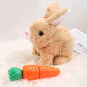 Bunny Plush Toy with Carrot Toy, Interactive Bunny Toy Electronic Hopping Rabbit Toy Walking Bunny Toys with Sounds Wiggle Ears Twitch Nose Bunny Toy for Kids Easter Birthday Gifts