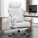 Efomao Big and Tall Office Chair 400lbs  PU Leather Executive Office Chair with Lumbar Support & Leg Rest, Heavy-Duty Computer Chair for Home Office, White