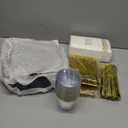 Glowserve 175 Plastic Dinnerware Set, Disposable Dinnerware Set for 25 Guests Include 50 Plastic Plates, 25 Silverware Set, 25 Cups and 25 Napkins for Christmas, Party, Wedding(Navy Blue and Gold)