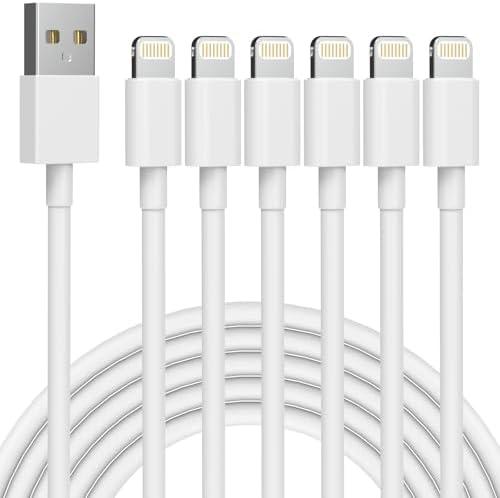 PAC of 4 iPhone Charger 6Pack(3/3/6/6/6/10 FT) Original [MFi Certified] Fast Charging Lightning Cable iPhone Charger Cord Compatible with iPhone 14 13 12 11 Pro Max XS MAX XR XS X 8 7 6 Plus