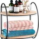 Industrial Wall Shelves 19.7 x 17.3 Inch Floating Shelves for Bathroom Wood Located Above The Toilet Storage 2 Tier Bathroom Shelf Wall Mounted