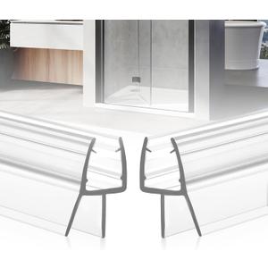 Shower Door Bottom Seal, 2-Pack PVC Strips with Sweep 36" Long, for 1/4"(6mm) Thick Framless Glass Door, to Stop Water Leakage