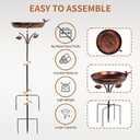 VEWOGARDEN 38" Tall Metal Bird Bath for Outside, Outdoor Bird Bath Feeder with 5-Pronged Stake for Garden, Yard, Patio Decor, Antique Bronze