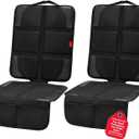 Car Seat Protector with Thick Padding + XL Large Car Seat Cover for Child Car seat, Eco Friendly Waterproof & Durable Fabric + 2 Storage Pockets Protect Fabric or Leather Seats 2Pack (Black)