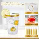 Vplus 150 Pack 12 OZ Reusable Gold Rimmed Clear Plastic Cups, Disposable Heavy Duty Plastic Cups Perfect for Party Christmas Wedding (EXP 01/01/30)