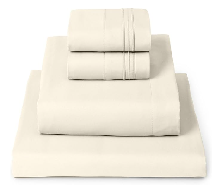 Mellanni King Sheets Set - 4 PC Iconic Collection Bedding - Hotel Luxury, Extra Soft, Cooling Bed Sheets - Wrinkle, Fade, Stain Resistant (King, Ivory)